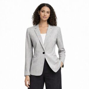 Banana Republic Pinstriped Plaid Single Breasted Blazer